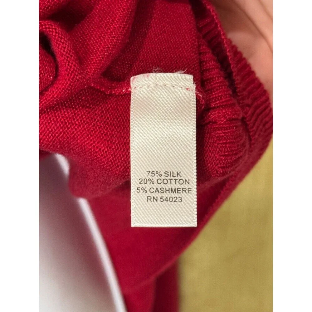 Banana Republic Sweater Mens Large Silk Cotton Cashmere Luxury Blend V Neck Red